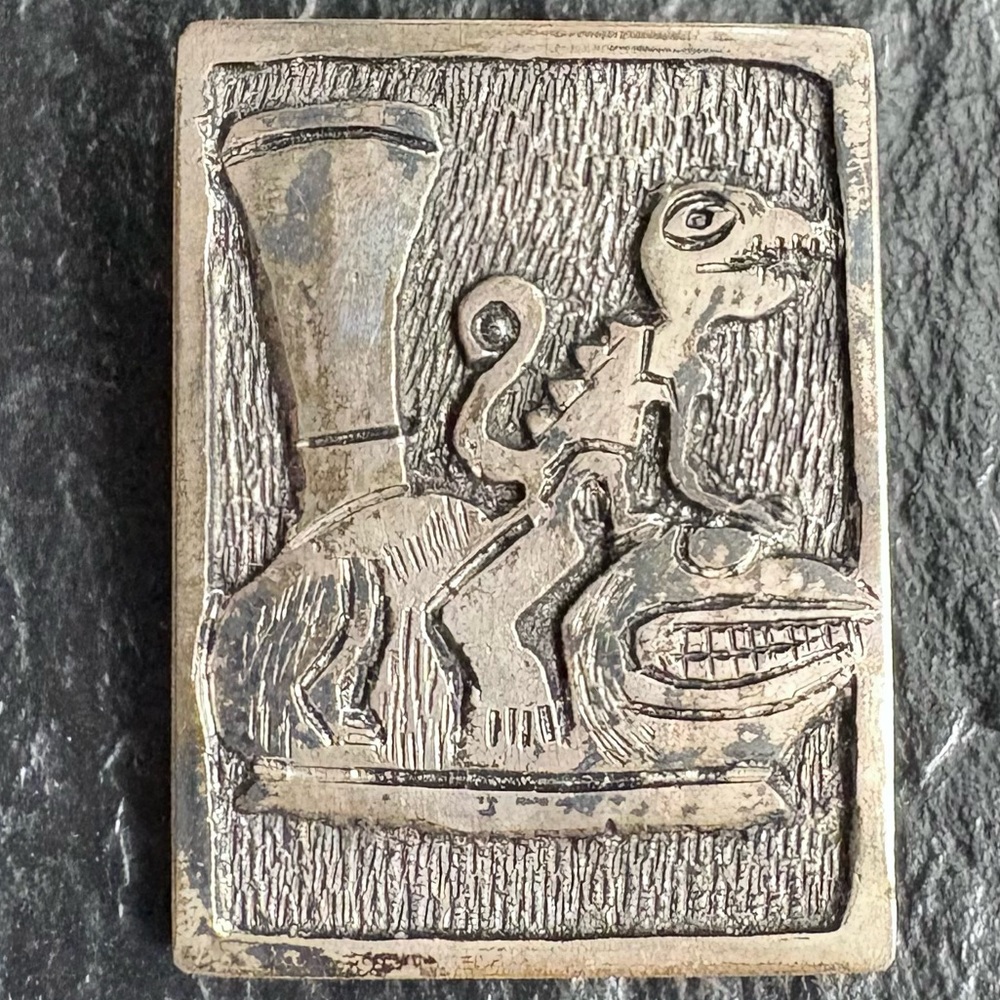 Ecuadorian Vintage Rare 1960s 900 Silver Pre-Columbian Motif Brooch